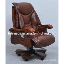 High End Office Chair with Wooden Arms and Legs, Boss / CEO / Chairman Chair (FOH-1221)